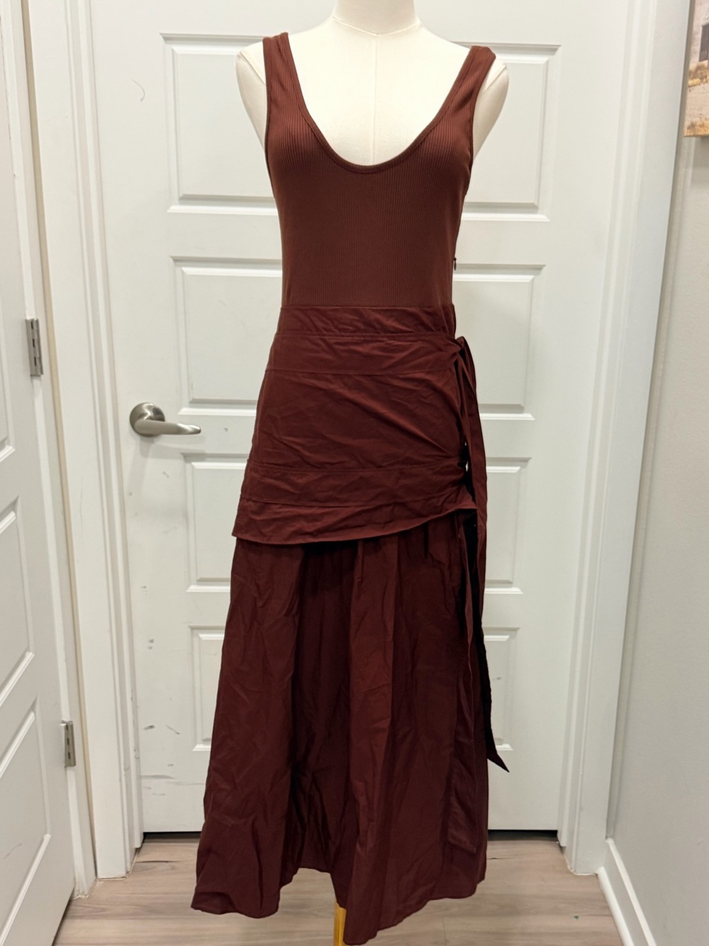 Zara Burgundy Wrap Style Layered Dress with Side Ties - Picture 4 of 12